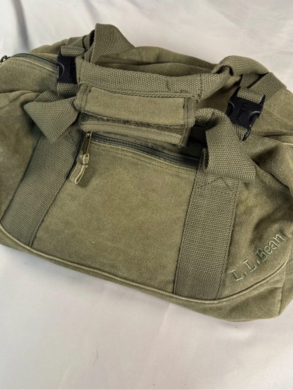 L.L. Bean Olive Canvas Duffel Bag Duo
